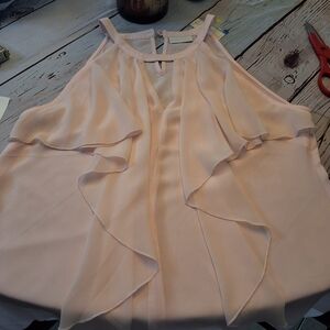 NWT New York & Company Light Pink Ruffle Blouse Medium